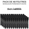 Lot de 48 Marqueurs Permanents Encre indélébile Noirs Pointe Ogive