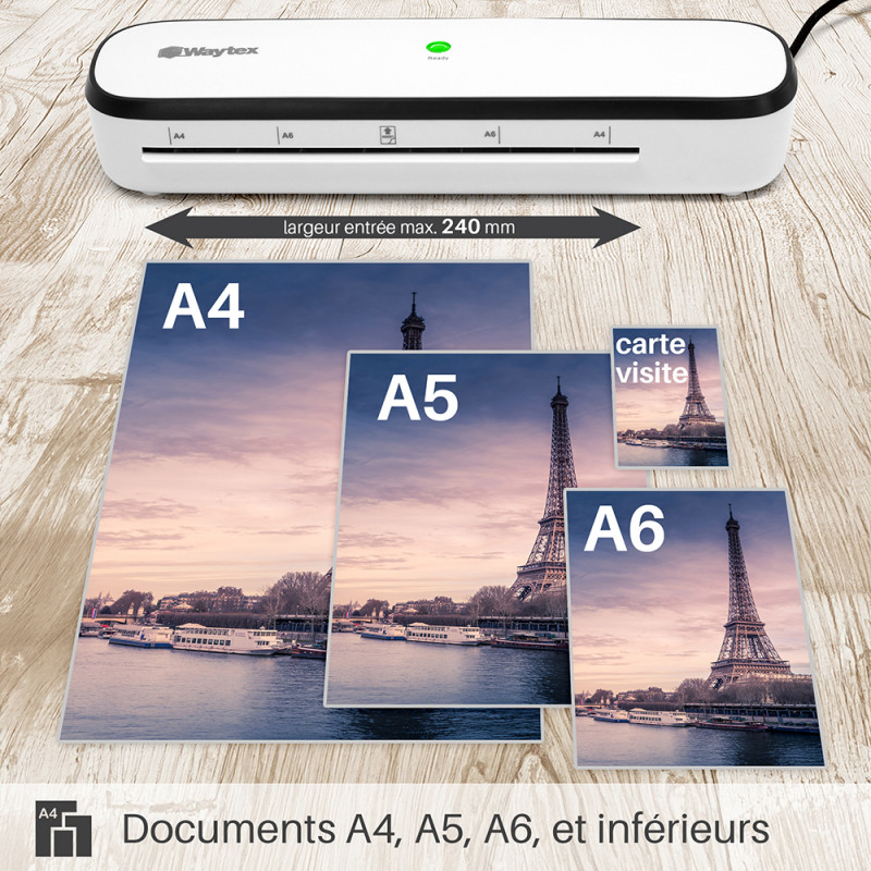 Kit Plastifieuse WAYTEX A3/A4 + Rogneuse + Arrondisseur + 20 Pochettes - Pro Rapide
