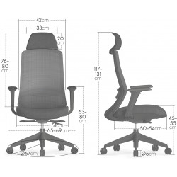 Fauteuil Bureau accoudoirs ajustables et hauteur réglable, noir