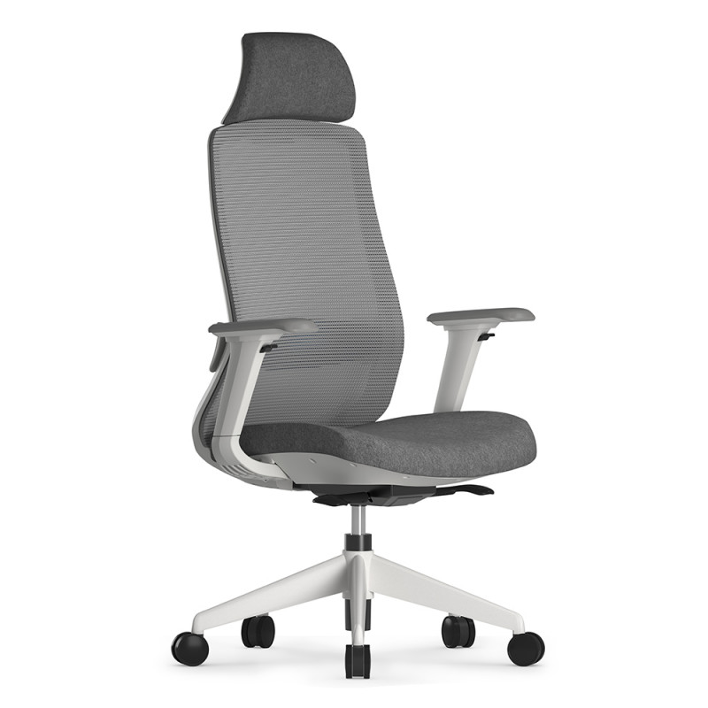 Fauteuil Bureau gris, accoudoirs ajustables et hauteur réglable