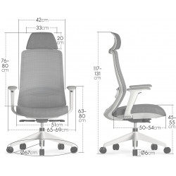 Fauteuil Bureau gris, accoudoirs ajustables et hauteur réglable