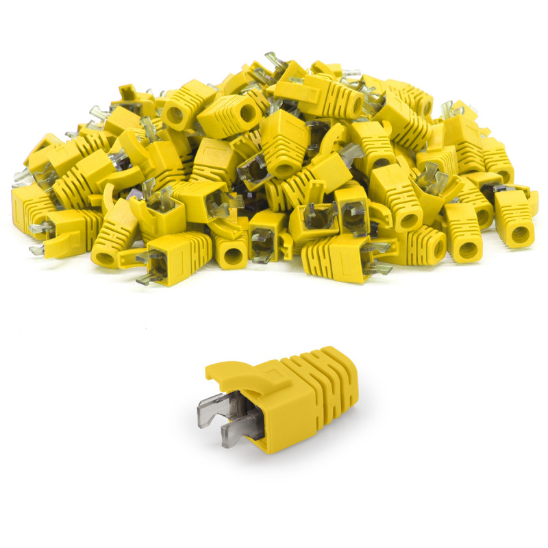 Manchons RJ45 jaune à maintien mécanique 6mm - Lot de 100
