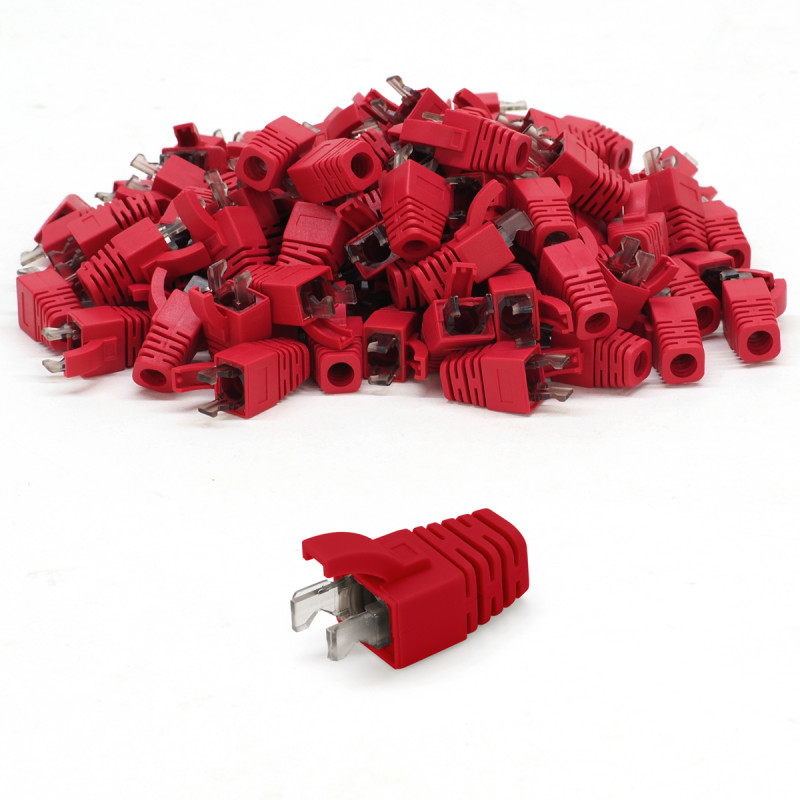 Manchons RJ45 anti-traction rouge, Lot de 100, Cat. 6