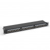 Panneau de brassage noir 19'' 1U 24 ports Cat. 6 blindé