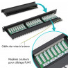 Panneau de brassage noir 19'' 1U 24 ports Cat. 6 blindé