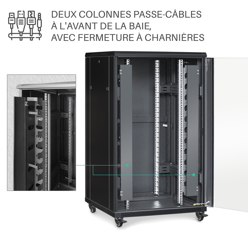 Baie Serveur 37U - 800x1000x1800 Mm - Porte Vitrée Avant, Arrière En ...