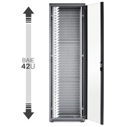 Armoire Réseau 42U 19 Pouces 600x600 Noir - Baie de Brassage Serveur Informatique Montée