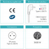 Lot de 3 multiprises 4 prises noire câble 5,00m sécurité enfant CE NF