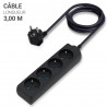Lot de 3 multiprises 4 prises noire câble 3,00m sécurité enfant CE NF