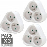 Lot de 3 multiprises 3 prises monoblocs triplites triangle blanc
