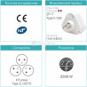 Lot de 3 multiprises 3 prises monoblocs triplites triangle blanc