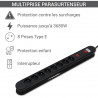 Multiprise parasurtenseur interrupteur 8 prises 1.50 m, 3x1,5mm2 noir