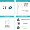 Multiprise parasurtenseur interrupteur 8 prises 1.50 m, 3x1,5mm2 noir