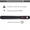 Multiprise parasurtenseur interrupteur 8 prises 1.50 m, 3x1,5mm2 noir