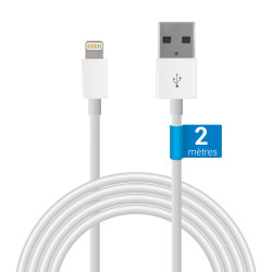 cable chargeur iphone lightning 2m blanc