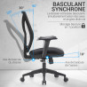 Chaise Bureau, avec Accoudoirs réglables, Bascuilant Synchrone - Noir