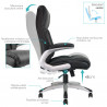 Fauteuil Bureau Confortable, Accoudoirs Relevables, Simili Cuir Noir