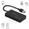 Hub USB 3.0 4 Ports grande vitesse 5 Gbps compact avec câble 15 cm