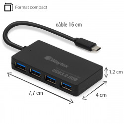Hub USB C vers 4 Ports USB 3.0 grande vitesse 5 Gbps avec câble 15 cm