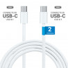 Câble USB-C USB-C 3.1 60W Nylon tressé, mâle mâle, 2,00m Blanc