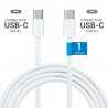 Câble USB-C USB-C 3.1 60W Nylon tressé, mâle mâle, 1,00m Blanc