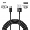 Câble USB-C 3.1 USB-A Nylon tressé, 20W 1A, mâle mâle, 1,00m Noir