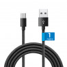 Câble USB-C 3.1 USB-A Nylon tressé, 20W 1A, mâle mâle, 1,00m Noir