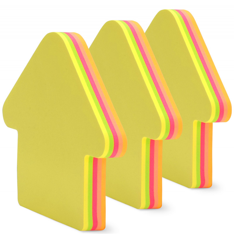 lot de 3 blocs de notes adhésives en forme de flèche multicolores pour écrire des messages inoubliables