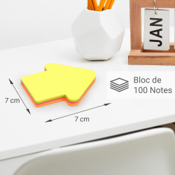 3 Blocs de 100 notes flèche repositionnables, couleurs fluo 7x7cm