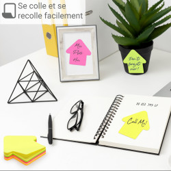 3 Blocs de 100 notes flèche repositionnables, couleurs fluo 7x7cm