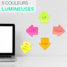 3 Blocs de 100 notes flèche repositionnables, couleurs fluo 7x7cm
