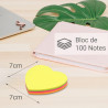 3 Blocs de 100 notes cur repositionnables, couleurs fluo 7x7cm