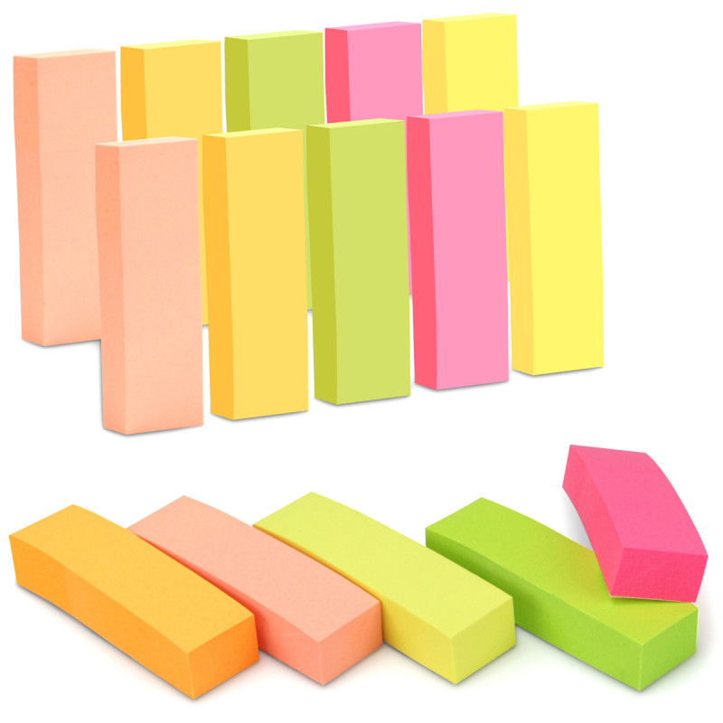 Lot de 1500 mini marque pages autocollants repositionnables en papier fluo