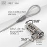 Câble Antivol pour Ordinateur verrouillage à code, Longueur 1,10m