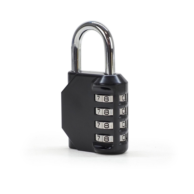 Cadenas à code 4 chiffres Anse 6mm acier trempé et corps zinc Noir