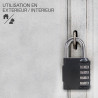 Cadenas à code 4 chiffres Anse 6mm acier trempé et corps zinc Noir