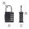 Cadenas à code 4 chiffres Anse 6mm acier trempé et corps zinc Noir