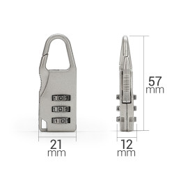 Mini cadenas à code 3 chiffres, mousqueton alliage zinc argenté