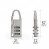 Mini cadenas à code 3 chiffres, mousqueton alliage zinc argenté