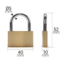 Cadenas à Clé Anse 5mm acier trempé et corps laiton
