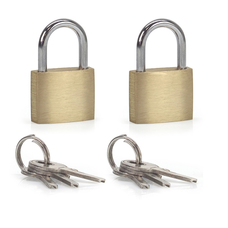 Lot 2 Mini cadenas à clés en laiton et acier trempé anse diam 2,7mm