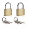 Lot 2 Mini cadenas à clés en laiton et acier trempé anse diam 2,7mm