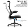 Fauteuil de bureau ergonomique tissu noir, dossier haut respirant