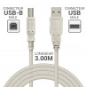 Câble imprimante USB-A mâle vers USB-B mâle 3,00 m Gris