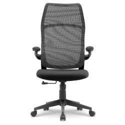 Fauteuil de bureau ergonomique tissu noir, dossier haut respirant