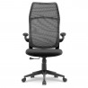 Fauteuil de bureau ergonomique tissu noir, dossier haut respirant
