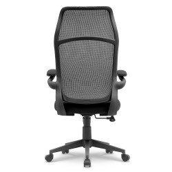 Fauteuil de bureau ergonomique tissu noir, dossier haut respirant