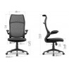 Fauteuil de bureau ergonomique tissu noir, dossier haut respirant