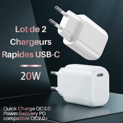 Chargeur USB C 20W, Chargeur secteur Rapide Sécurisé, Blanc
