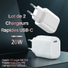 Chargeur USB C 20W, Chargeur secteur Rapide Sécurisé, Blanc